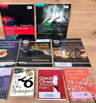 Collection of English literature novels representing Dr Read-Heimerdinger’s tuition in literature and language studies.